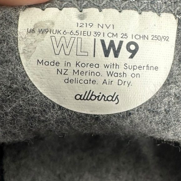 ALLBIRDS Wool Lounger Women's 9 Dark Charcoal Grey Slip on Wool Shoes - Picture 6 of 6